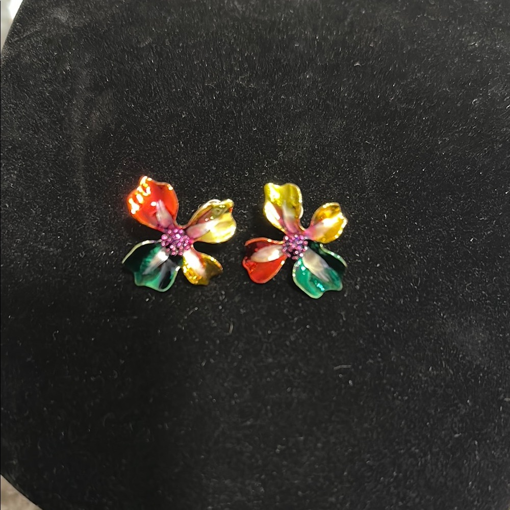 Colorful Floral Enamel Earrings